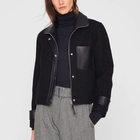 Club Monaco Cropped Leather Jacket - Picture 1 of 13